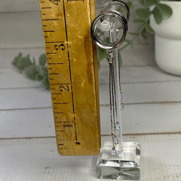 Gauges Expander Double Flared Tunnels With Chain & Clear Crystals Earrings NEW - Picture 4 of 8